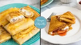 Блины (блинчики) на молоке + с творогом | базовый рецепт | Crepes | Tanya Shpilko