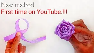 Easiest Ribbon Rose ever !! How To Make Rose With Ribbon Easily In Malayalam| Simplest Ribbon Rose