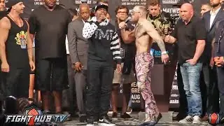 CHAOS! TEAM MAYWEATHER & TEAM MCGREGOR ALMOST COME TO BLOWS IN BROOKLYN!