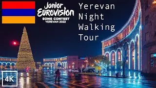 Night Walking tour in Yerevan after rain - Junior Eurovision 2022,  զբոսանք գիշերային Երևանով