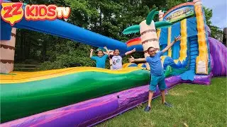 The BIGGEST Front Yard WATER SLIDE Challenge!