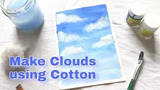 PAINTING CLOUDS USING COTTON || Paint clouds with acrylic paints