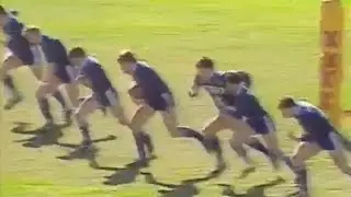 Valleys pre-game sprints (and handshakes) 1984