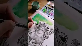 Frosch mit Aquarell und Tinte malen 🐸 #new #kunst #painting