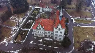 Палац графів Шенборнів з висоти, січневі Карпати