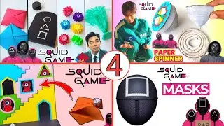 4 Awesome squidgame toys | how to make squidgame toys | paper spinner | paper ddakji | squidgame diy