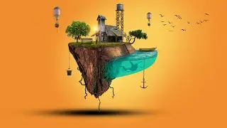 3D Floating Island Photoshop Digital Art Tutorial