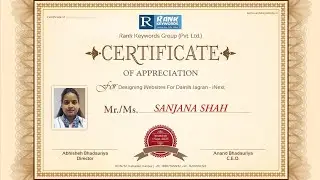 Awarded  Sanjana Shah for her  achievement of designing multiple websites for Dainik Jagran- iNext