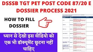 DSSSB TGT PET POST 87/20 CODE E DOSSIER PROCESS || HOW TO FILL E DOSSIER || PET E DOSSIER PROCESS