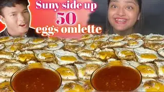 Suny side up 50 eggs omlette ASMR challenge 😱🔥 Maddy eats mukbang eating ASMR video#skrb2vlog