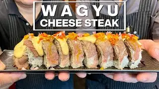 I Make The MOST Delicious Wagyu Cheese Steak Sushi Roll!