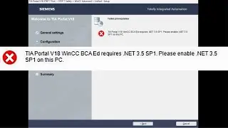 TIA Portal WinCC BCA Ed requires .NET 3.5 SP1 - Win11 Solution
