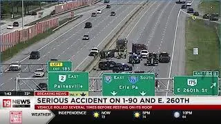 ‘Serious’ rollover crash blocks I-90 E in Euclid