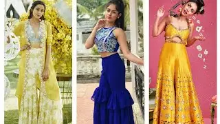 stylish croptop with sharara or  garara// palazzo with croptop with srug or jacket