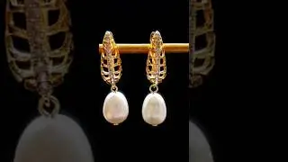 Pearl and Cubic Zirconia earrings.   Available in Etsy shop: EllyStones