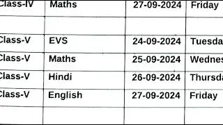 Arunachal Pradesh CLASS I to VII Half yearly Exam Datesheet 2024-25| Half-yearly Exam ||