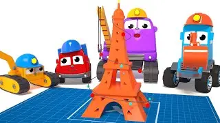 FRIENDS ON WHEELS EP64 -  🚜🗼 | Cartoon Construction Trucks Build the Eiffel Tower! 😄✨