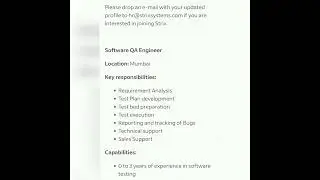Software QA Engineer #fresher #experienced #getemployed #youtubeshorts #softwareqaengineerjobs