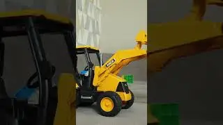 A toy yellow tractor helped other cars that fell off the bridge.