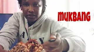 MY FIRST MUKBANG !! NIGERIA FOOD/ RICE  AND Beans  With  FRIED CHICKEN