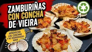 Zamburiñas con concha de vieira / gratinadas al horno.