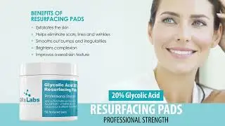 Glycolic Acid 20% Resurfacing Pads for Face & Body with Vitamins B5, C & E,