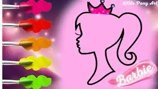 Drawing and Coloring Logo Barbie With Glitter👱🏻‍♀️💖Жеңіл сурет салу💖Painting For Toddlers#barbie#art