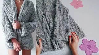 ВЯЖЕМ КАРДИГАН С КОСОЙ