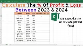 Calculate The % Of Profit & Loss Between 2023 & 2024 #excelformula #excel #exceltricks |GIITM