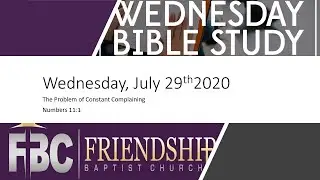 July 29th, 2020~Wednesday Bible Study