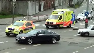 Prague, Czech Rep., EMS busting an intersection (doctor car & ambulance) [3.2014]