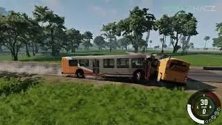 BeamNG Drive - This passenger has four wheels. Car got stuck inside the bus 😬