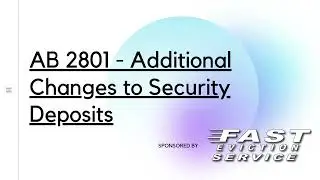 AB 2801   Additional Changes to Security Deposits
