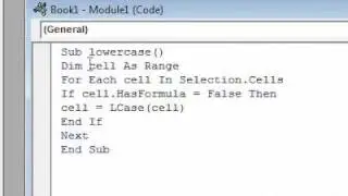 How to change text in a spreadsheet range to lowercase using macros in Excel