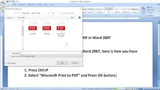How to save a Word document as a PDF in Word 2007