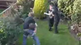 The guys fightin in my garden