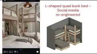 L-Shaped Custom Quad Bunk Bed | How would I design this? | Social media bunk bed re-engineering