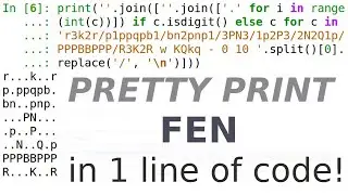 Python one-liner to pretty print FEN string in a human readable format