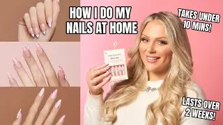 How I do my nails *at home* in under 10 minutes 🤩 Lasts OVER 2 WEEKS! Kelly Strack Press On Nails!