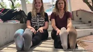 Public Feet Interview, 2 Blonde College Students, What is Reflexology? with Certified Therapist
