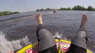 Водные аттракционы. Катание на таблетке (плюшка, ватрушка) от первого лица.