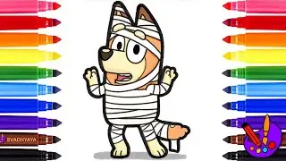 how to draw bluey mom chilli 🐶❤️ easy Drawing and Coloring Bluey for kids