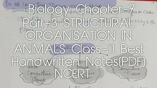 Biology Chapter-7 Part-3 STRUCTURAL ORGANISATION IN ANIMALS Class-11 Handwritten Notes(PDF) NCERT