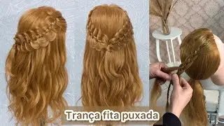 ✨Trança fita puxada🤍#braids #braidstutorial #hairstyle #hair #penteadofacil #tranças #penteado