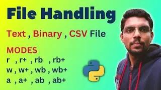 File Handling in Python - File Types: Text, Binary, CSV | Modes in File Handling r/w/a/+/b | 12 CS