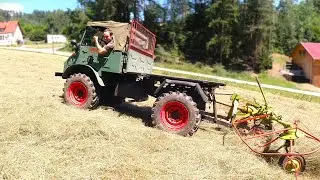 Heumachen am Hang mit Unimog 411 und Claas WA360 im Ersteinsatz! + Fendt ... Wenden im Doppelpack!