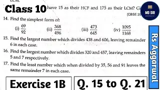 Exercise 1B Real Numbers Q15 to Q21 Class 10 Rs Aggarwal | Chapter 1 CBSE |Md Sir class 10 