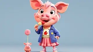 Greedy pig eats candy