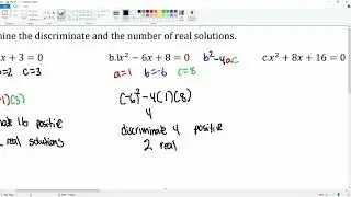 Chapter 10 Problem 12 Determine the discriminate and the number of real solutions