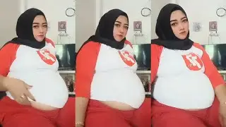 Jilbab hamil cantik alis tebal duduk santai